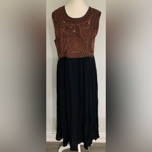 Elegant Black and Brown Embroidered Dress